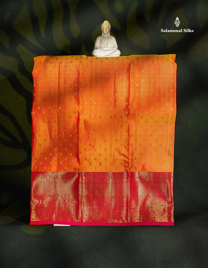 Pure Silk Pattu Pavadai - Orange Colour With Pink Border | 3-4 Years