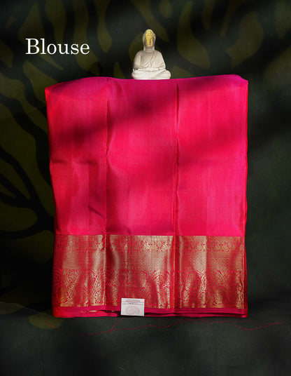 Pure Silk Pattu Pavadai - Dual Tone Peacock Blue Colour With Purple Border | 3-4 Years