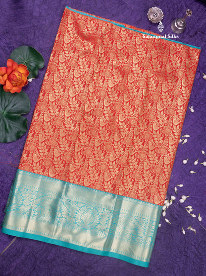 Semi Silk Pattu Pavadai (Red)with Light Green colour Blouse 27"