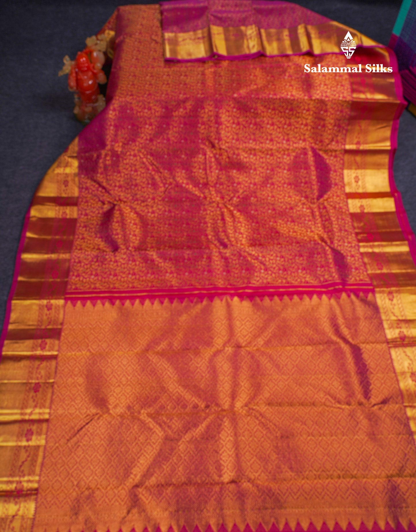 Beautiful Dual Tone Pink Meenakari Work Bridal Pure Kanjivaram Silk Saree With Traditional Border