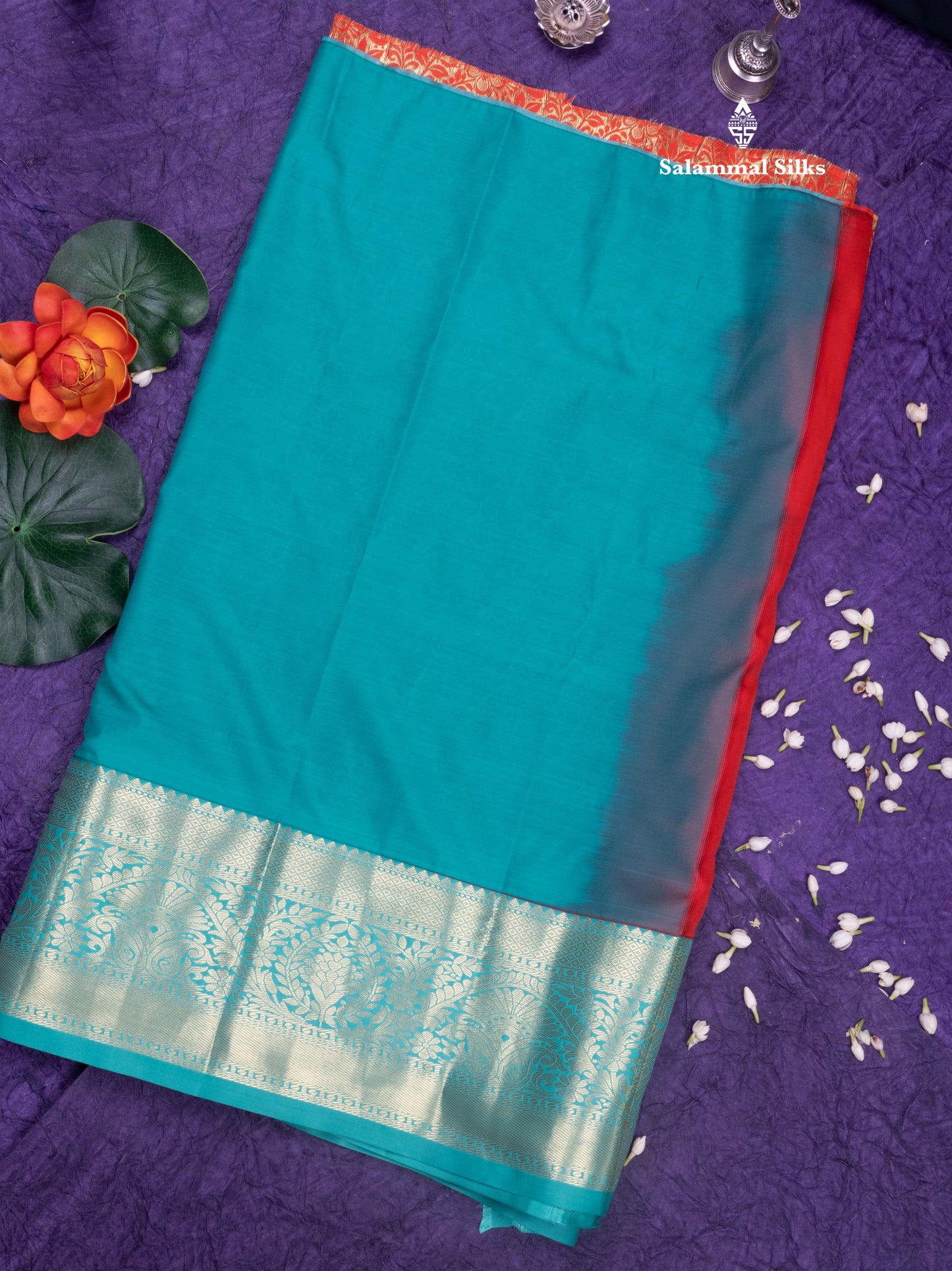 Semi Silk Pattu Pavadai (Red)with Light Green colour Blouse 27"
