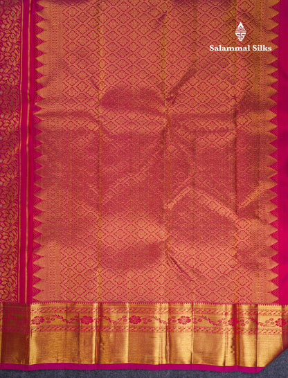 Beautiful Dual Tone Pink Meenakari Work Bridal Pure Kanjivaram Silk Saree With Traditional Border