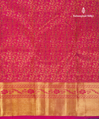Beautiful Dual Tone Pink Meenakari Work Bridal Pure Kanjivaram Silk Saree With Traditional Border