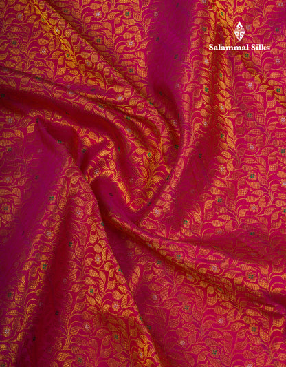 Beautiful Dual Tone Pink Meenakari Work Bridal Pure Kanjivaram Silk Saree With Traditional Border