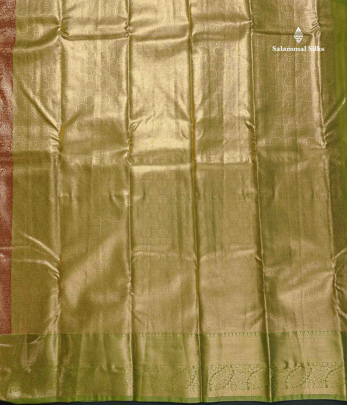 Tissue Bridal Semi Silk Saree - Brown Colour Body With Contrast Pista Green Border