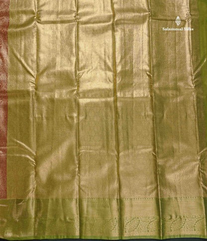 Tissue Bridal Semi Silk Saree - Brown Colour Body With Contrast Pista Green Border