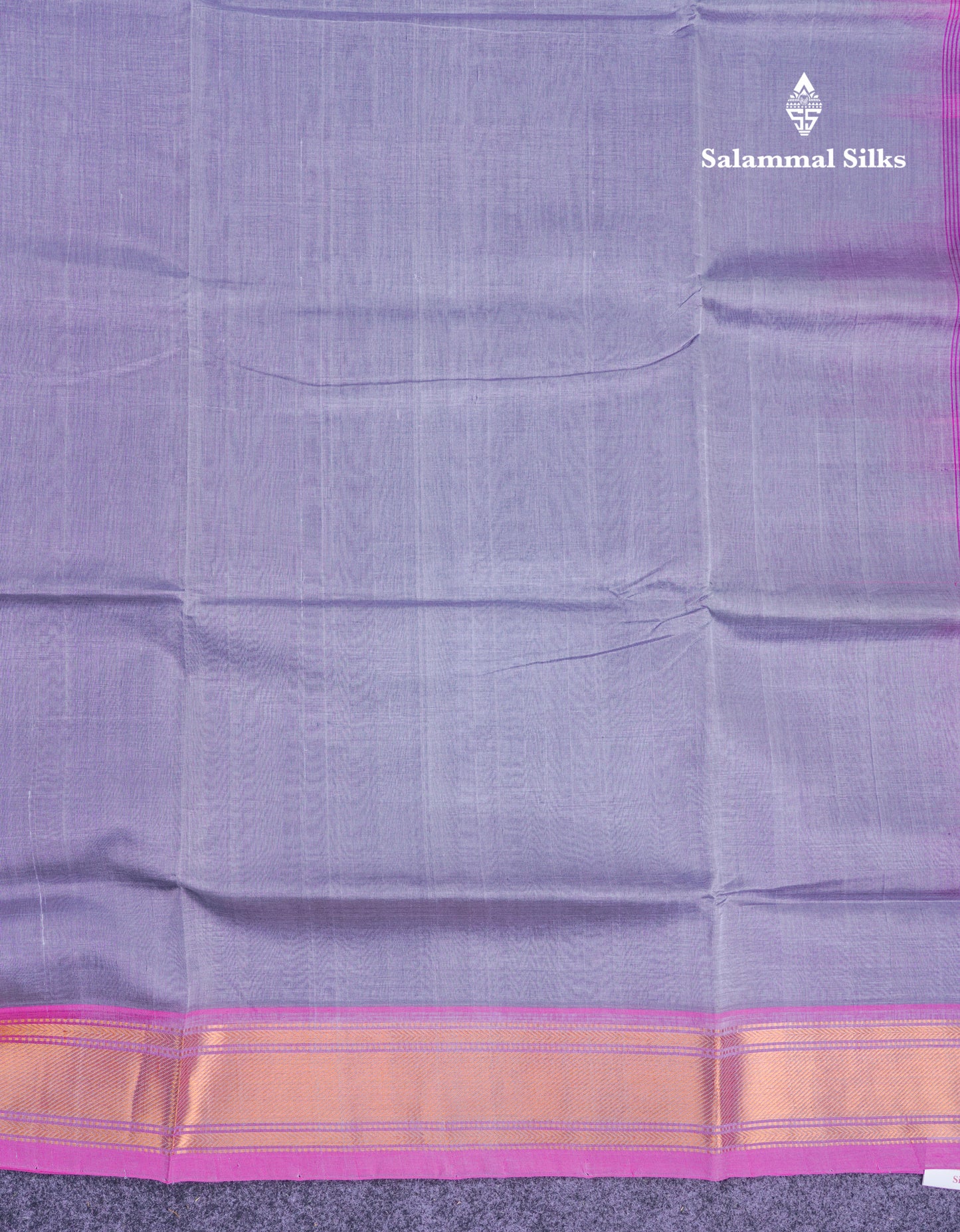 Grey Plain Pure Silk Cotton Saree With Contrast Magenta Pink Blouse