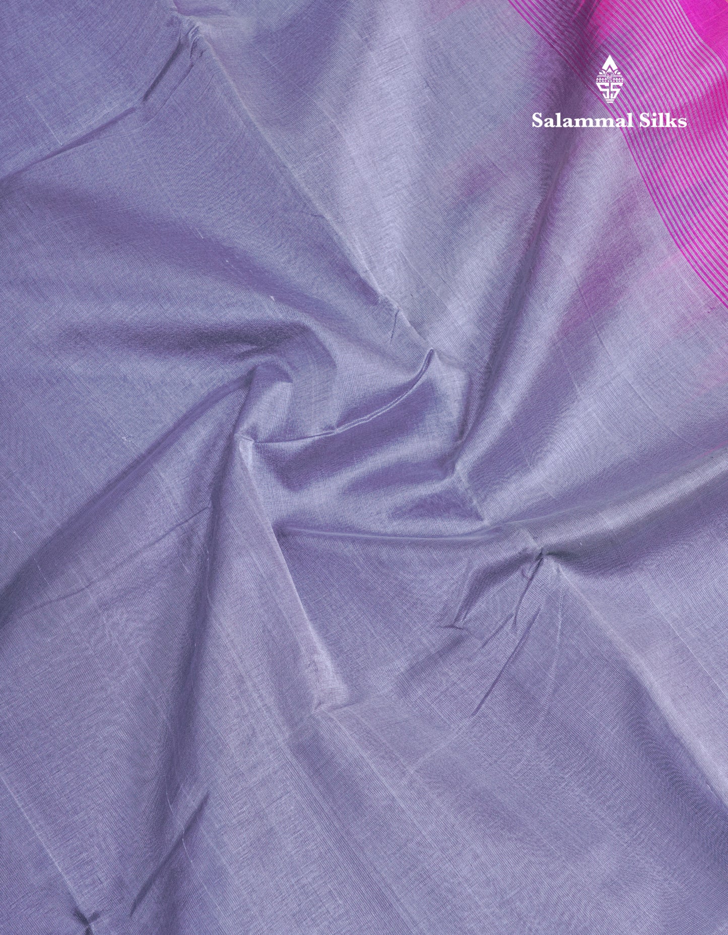 Grey Plain Pure Silk Cotton Saree With Contrast Magenta Pink Blouse