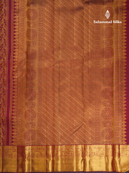 Beautiful Dark Maroon Menakari Work Bridal Pure Kanjivaram Silk Saree With Traditional Border