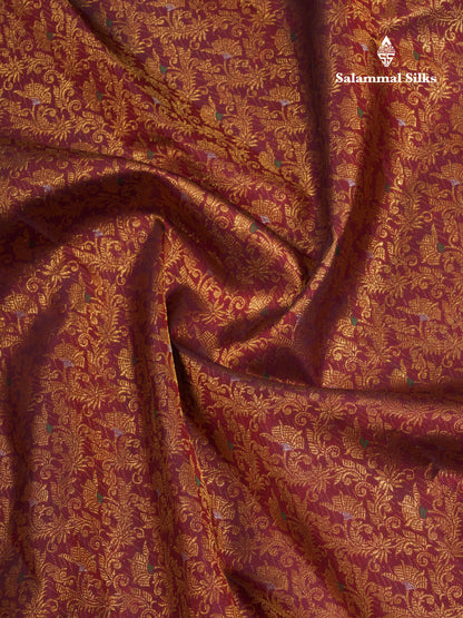 Beautiful Dark Maroon Menakari Work Bridal Pure Kanjivaram Silk Saree With Traditional Border