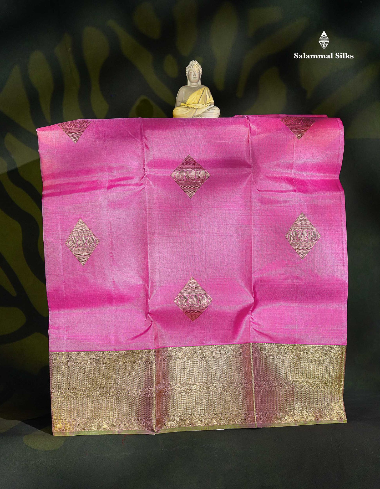 Pure Silk Pattu Pavadai - Light Pink Colour Body With Butta & Parrot Green Blouse | 5-9 Years 