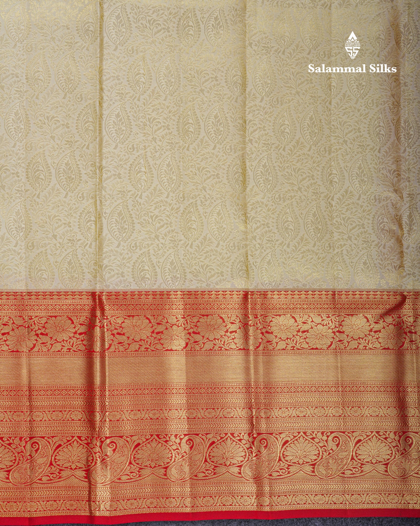 Beautiful Half White Bridal Pure Kanjivaram Silk Saree With Contrast Chilly Red Traditional Border