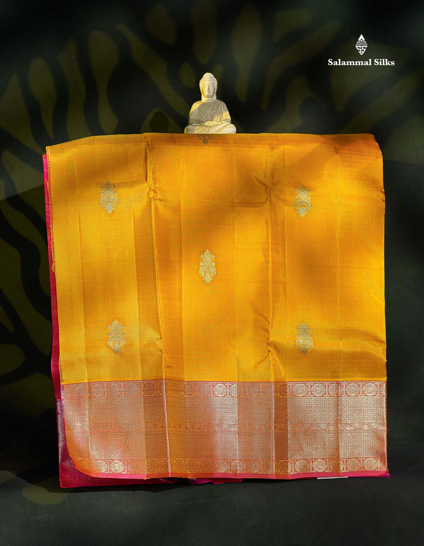 Pure Silk Pattu Pavadai - Yellow Colour Body With Butta & Pink Blouse | 5-9 Years 