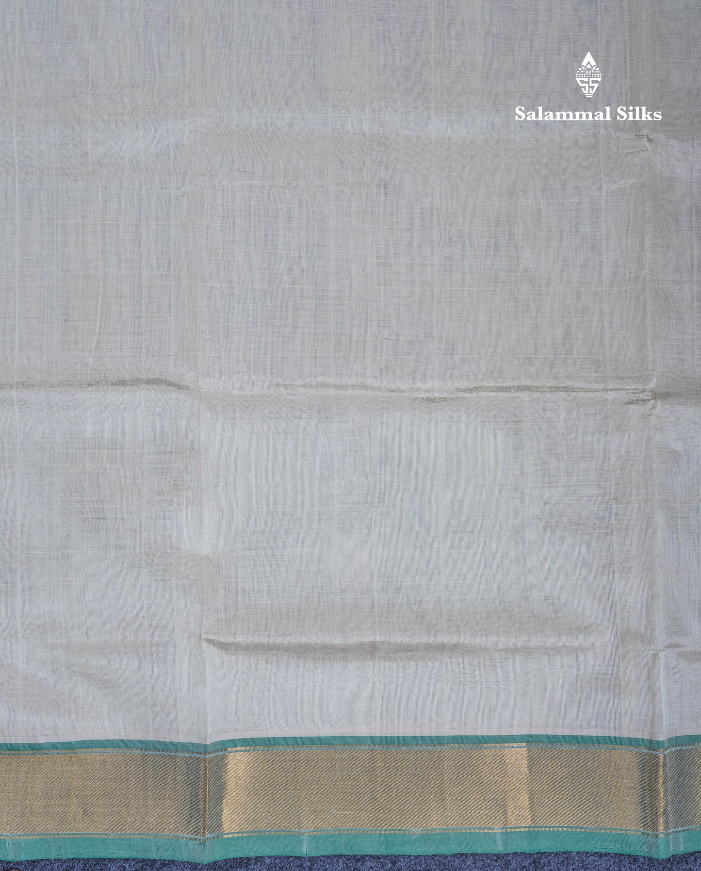 Half White Plain Pure Silk Cotton Saree With Contrast Bottle Green Blouse