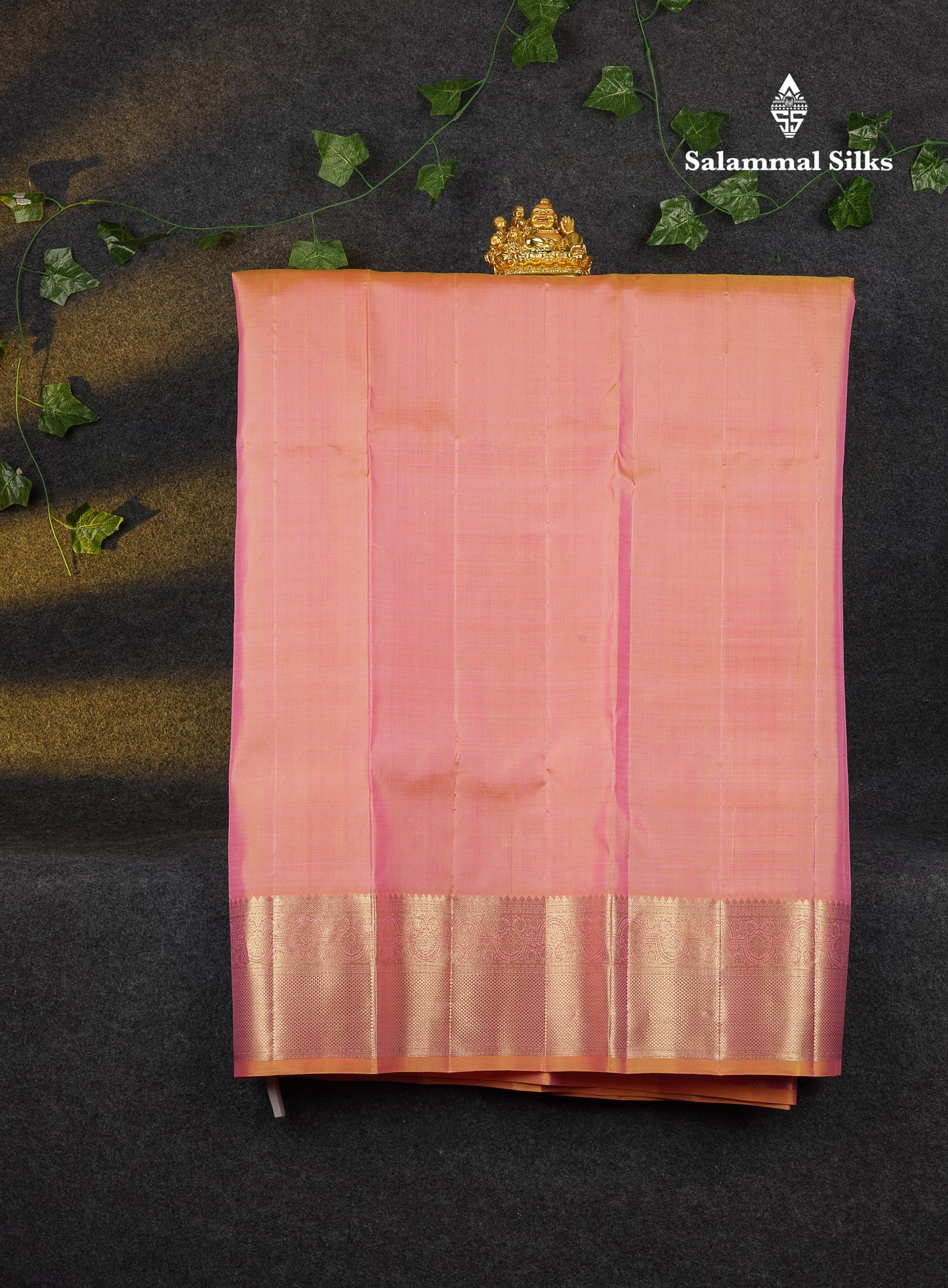 Beautiful Pure Silk Pattu Pavadai (Light Pink) With Contrast Light Peach Blouse 45"