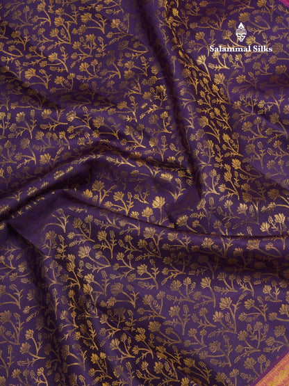 Beautiful Navy Blue Bridal Pure Kanjivaram Silk Saree With Contrast Pink Tissue Fancy Evening Morning Border