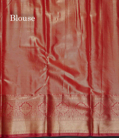 Tissue Bridal Semi Silk Saree - Pastel Blue Colour Body With Contrast Maroon Border