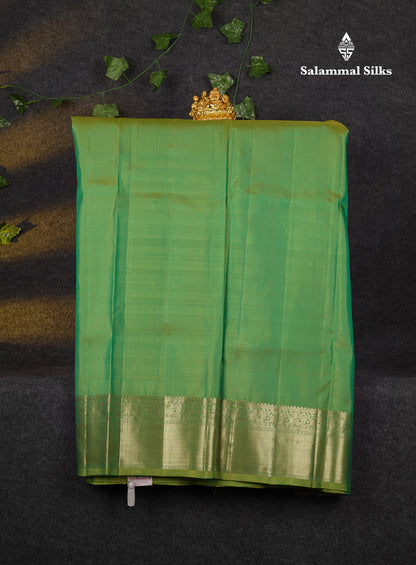 Beautiful Pure Silk Pattu Pavadai Checks With Butta (Sapphire Blue) With Contrast Parrot Green Blouse 36"