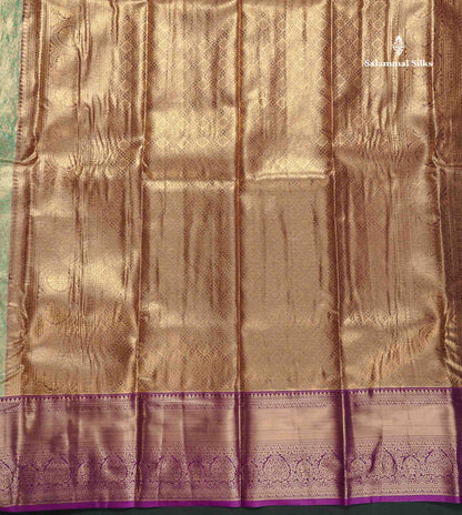 Tissue Bridal Semi Silk Saree - Sea Green Colour Body With Contrast Purple Border