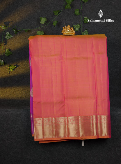 Beautiful Pure Silk Pattu Pavadai (Vadamalli) With Contrast Light Orange Blouse 45"