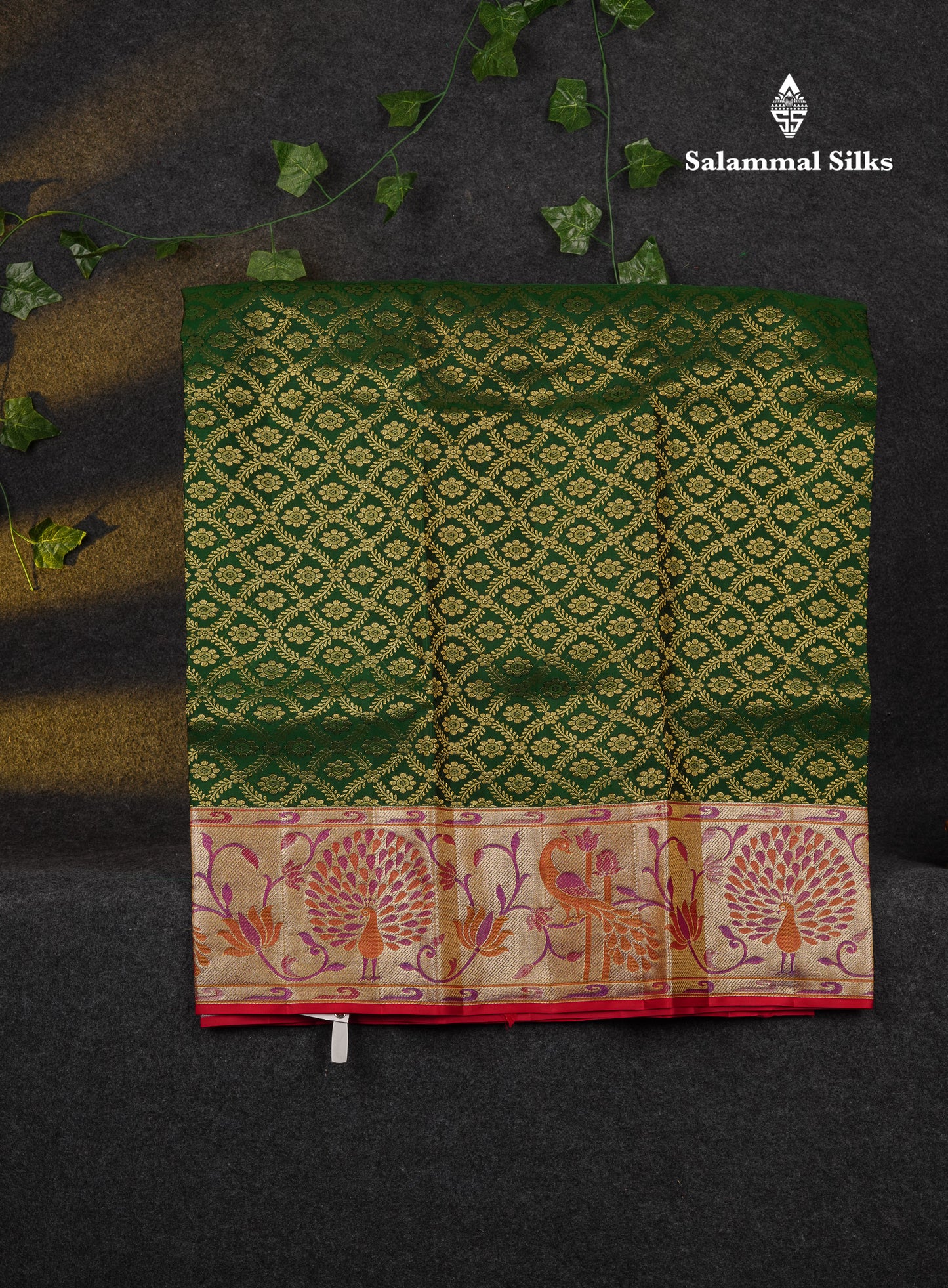 Beautiful Pure Silk Pattu Pavadai (Bottle Green) With Contrast Redish Maroon Blouse 45"