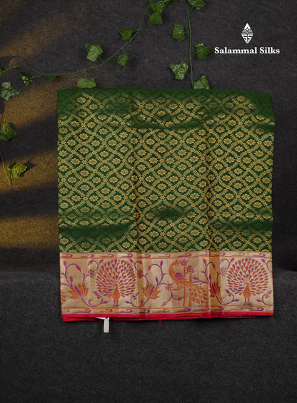 Beautiful Pure Silk Pattu Pavadai (Bottle Green) With Contrast Redish Maroon Blouse 45"