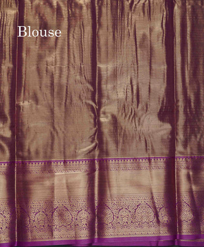 Tissue Bridal Semi Silk Saree - Sea Green Colour Body With Contrast Purple Border