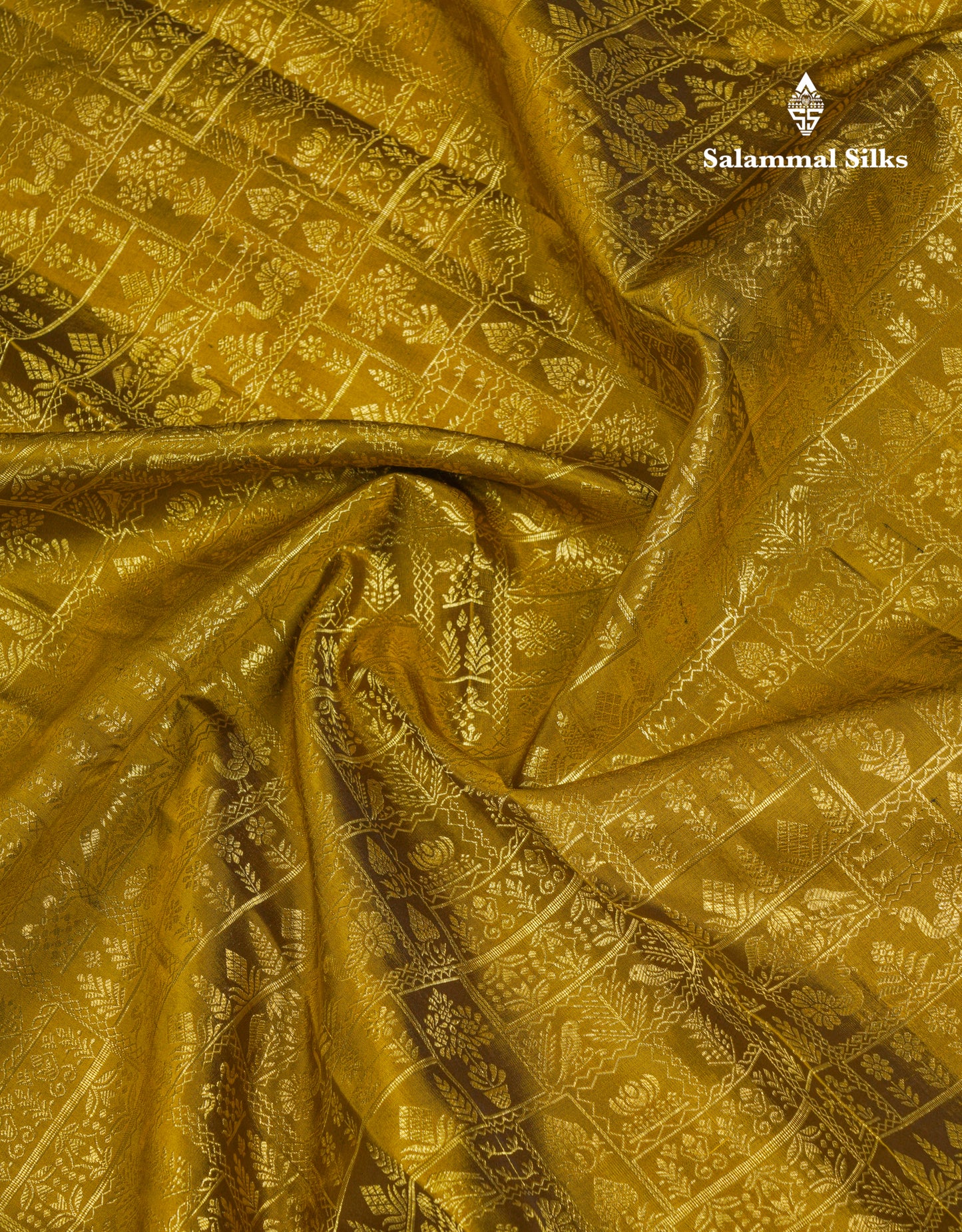 Beautiful Olive Mustard Yellow Bridal Pure Kanjivaram Silk Saree With Contrast Peacock Blue Evening Morning Border