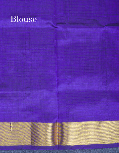 Violet Colour Pure Silk Cotton Saree With Gold Zari Border
