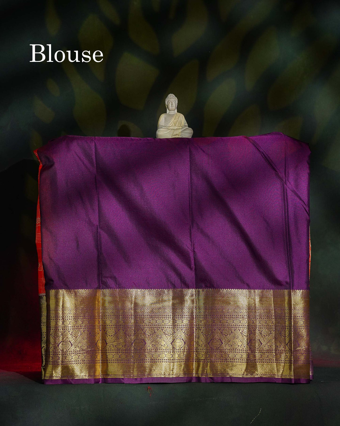 Semi Silk Pattu Pavadai - Orange With Dark Purple Blouse | 9+ Years
