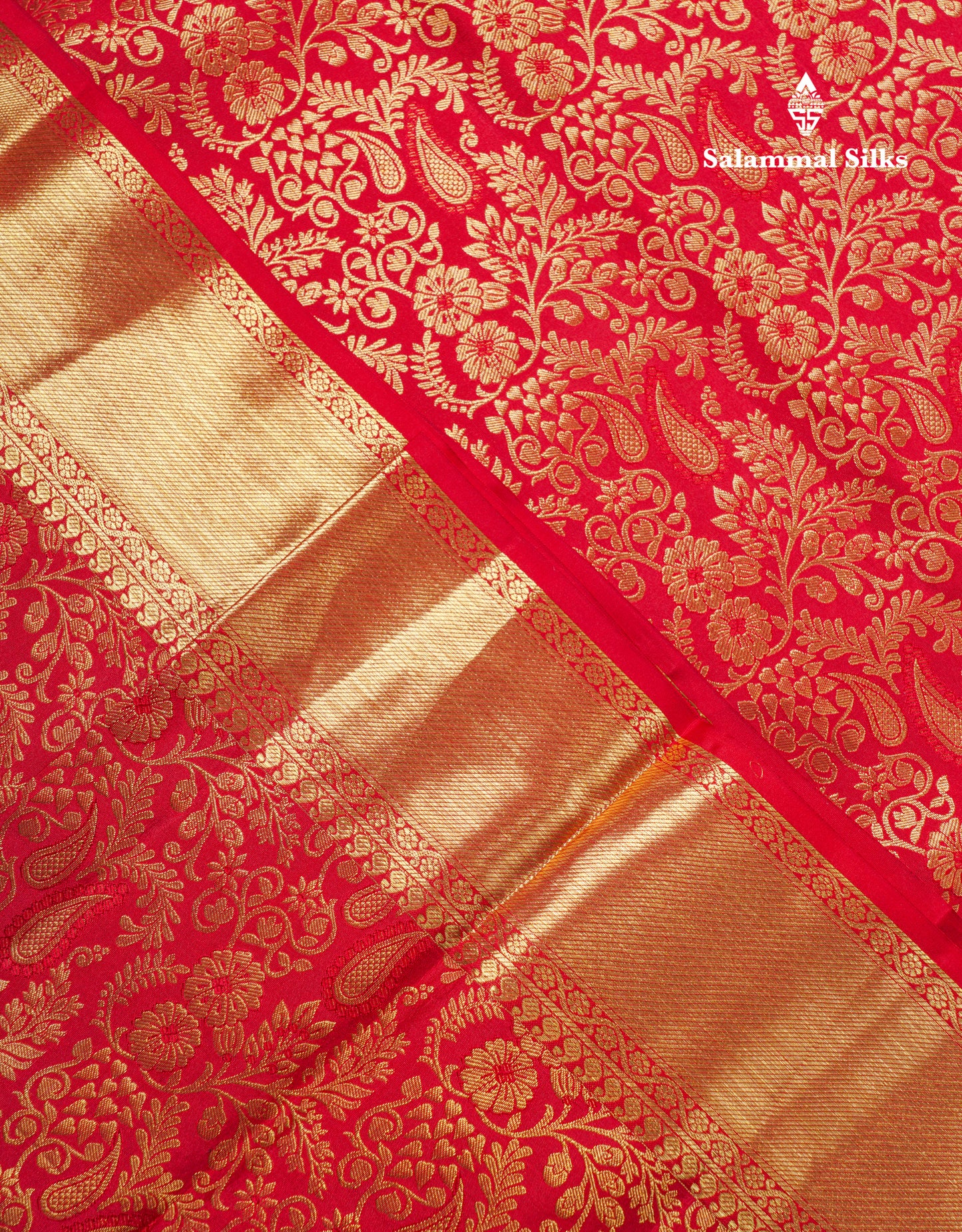 Beautiful Chilly Red Bridal Pure Kanjivaram Silk Saree With Traditional Evening Morning Border