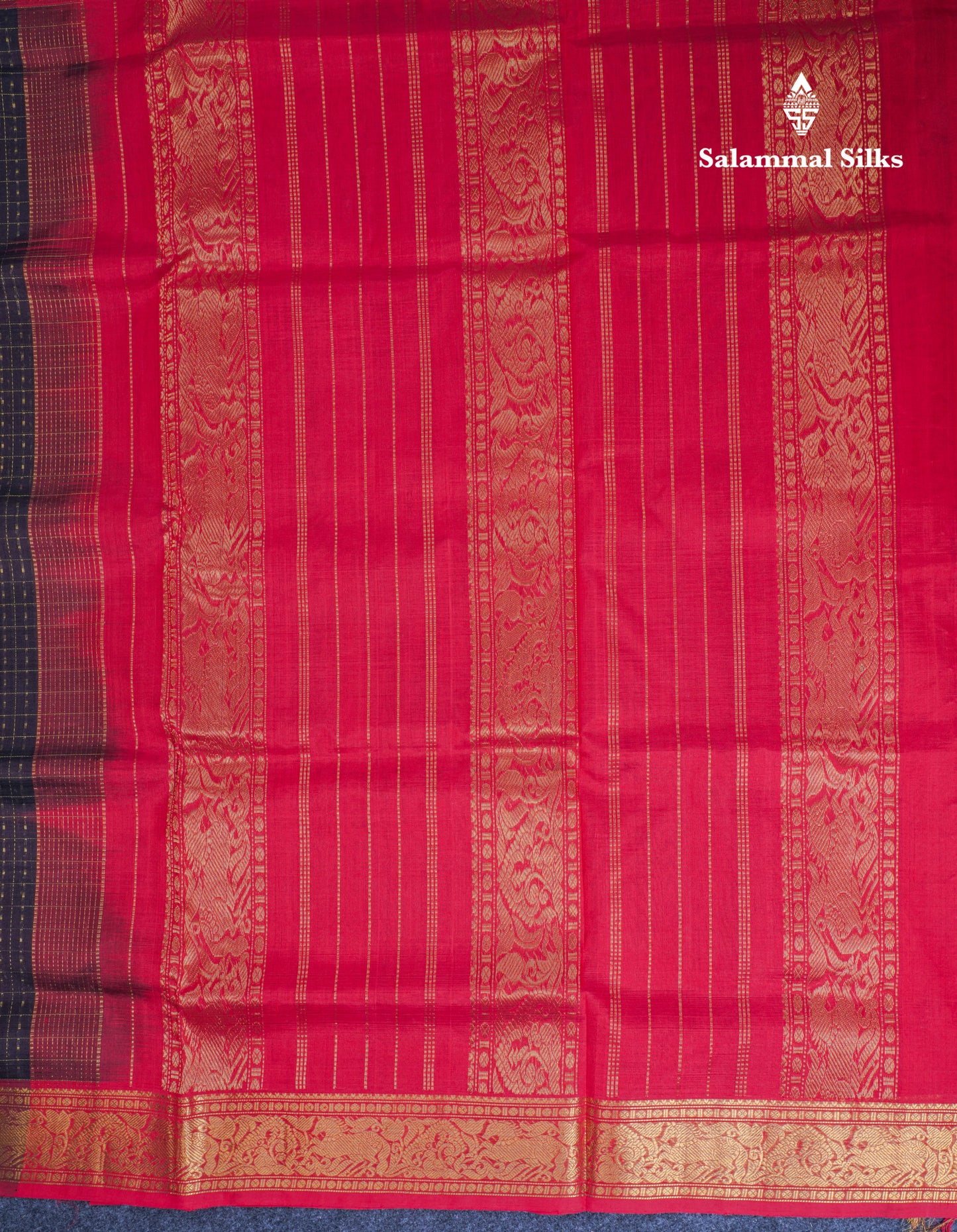 Dark Brown Lakshadeepam Pure Silk Cotton Saree With Contrast Chilly Red Blouse