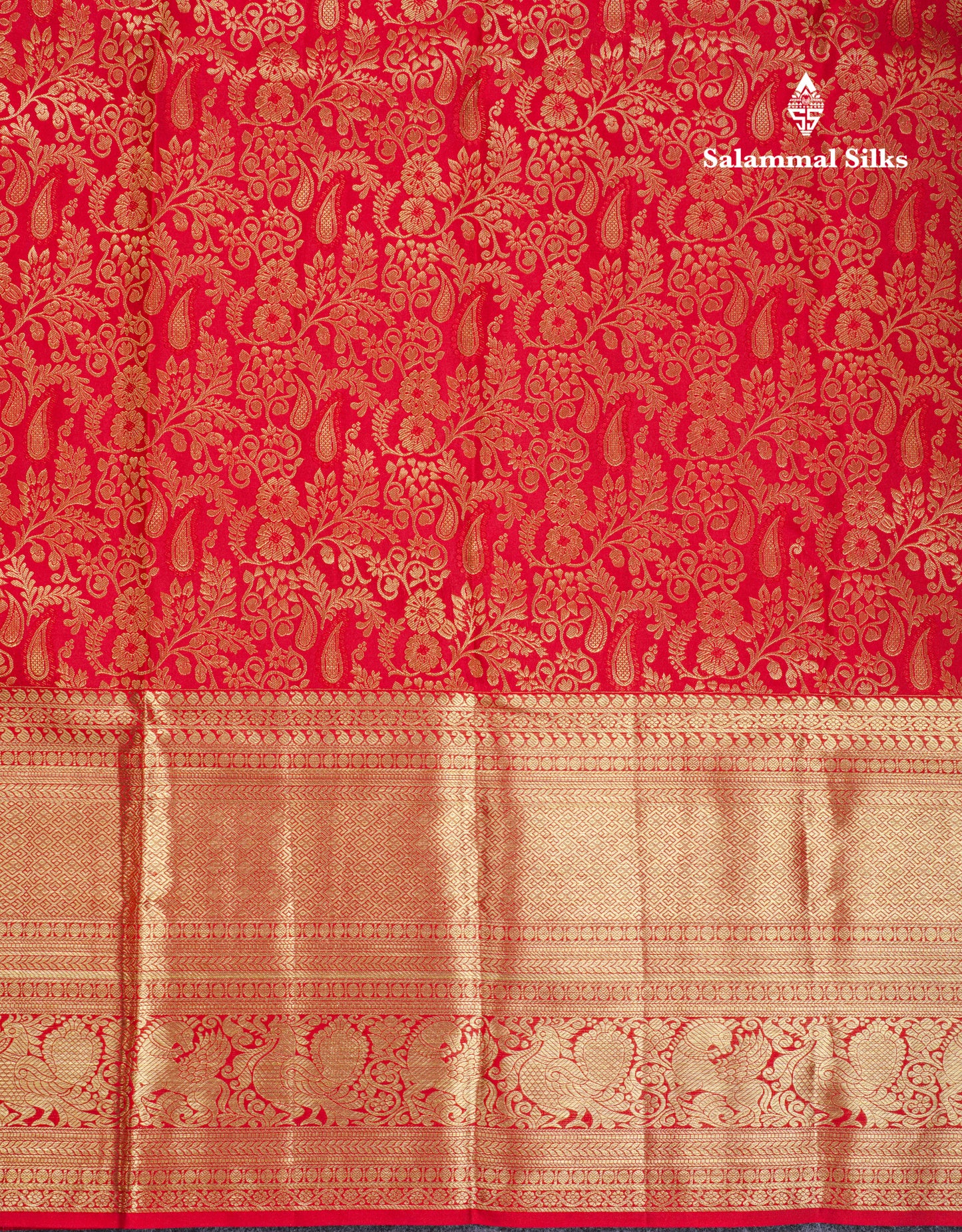 Beautiful Chilly Red Bridal Pure Kanjivaram Silk Saree With Traditional Evening Morning Border