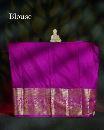 Semi Silk Pattu Pavadai - Yellow With Magenta pink Blouse | 9+ Years