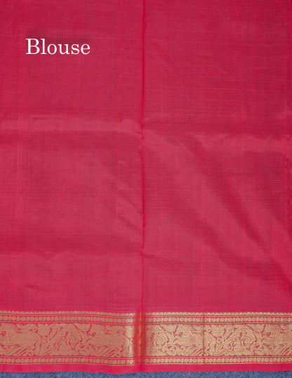 Dark Brown Lakshadeepam Pure Silk Cotton Saree With Contrast Chilly Red Blouse