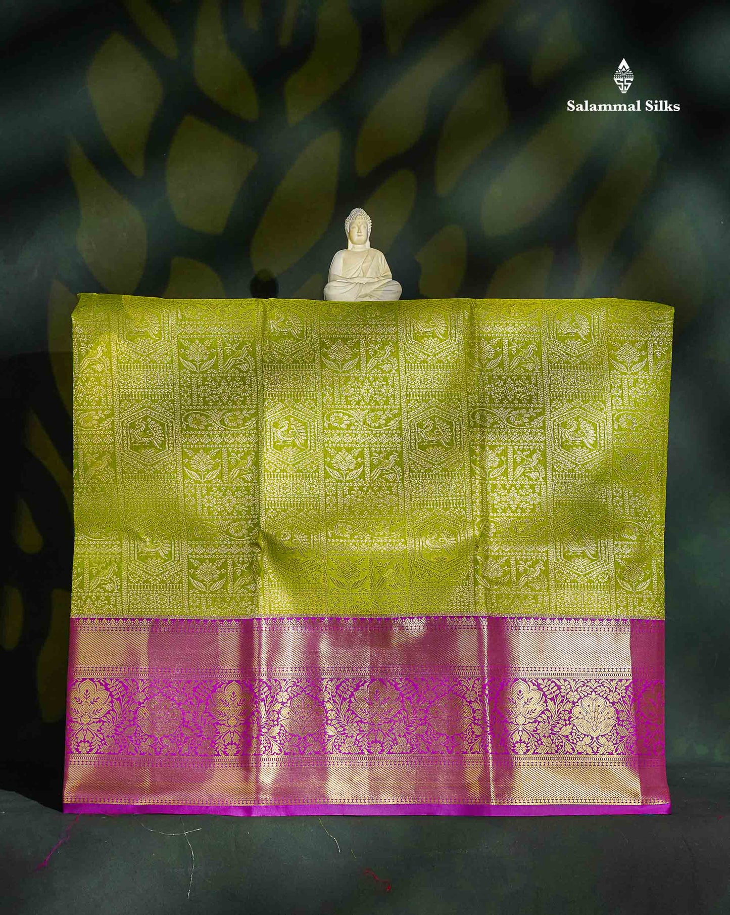 Semi Silk Pattu Pavadai - Parrot Green With Vadamalli Blouse | 9+ Years