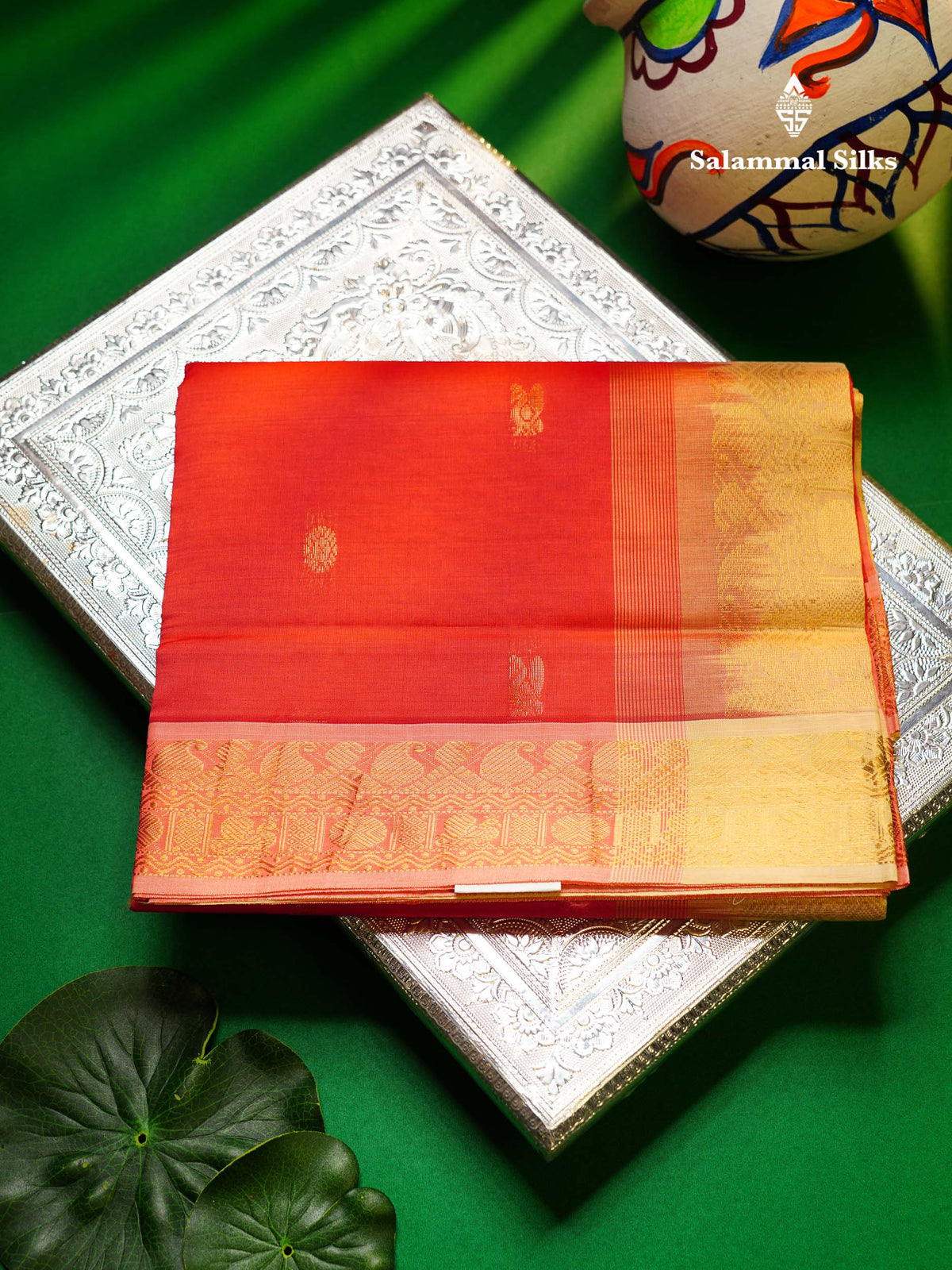 Beautiful Dual Tone Pinkish Peach Semi Silk Cotton Saree With Contrast Cream Blouse