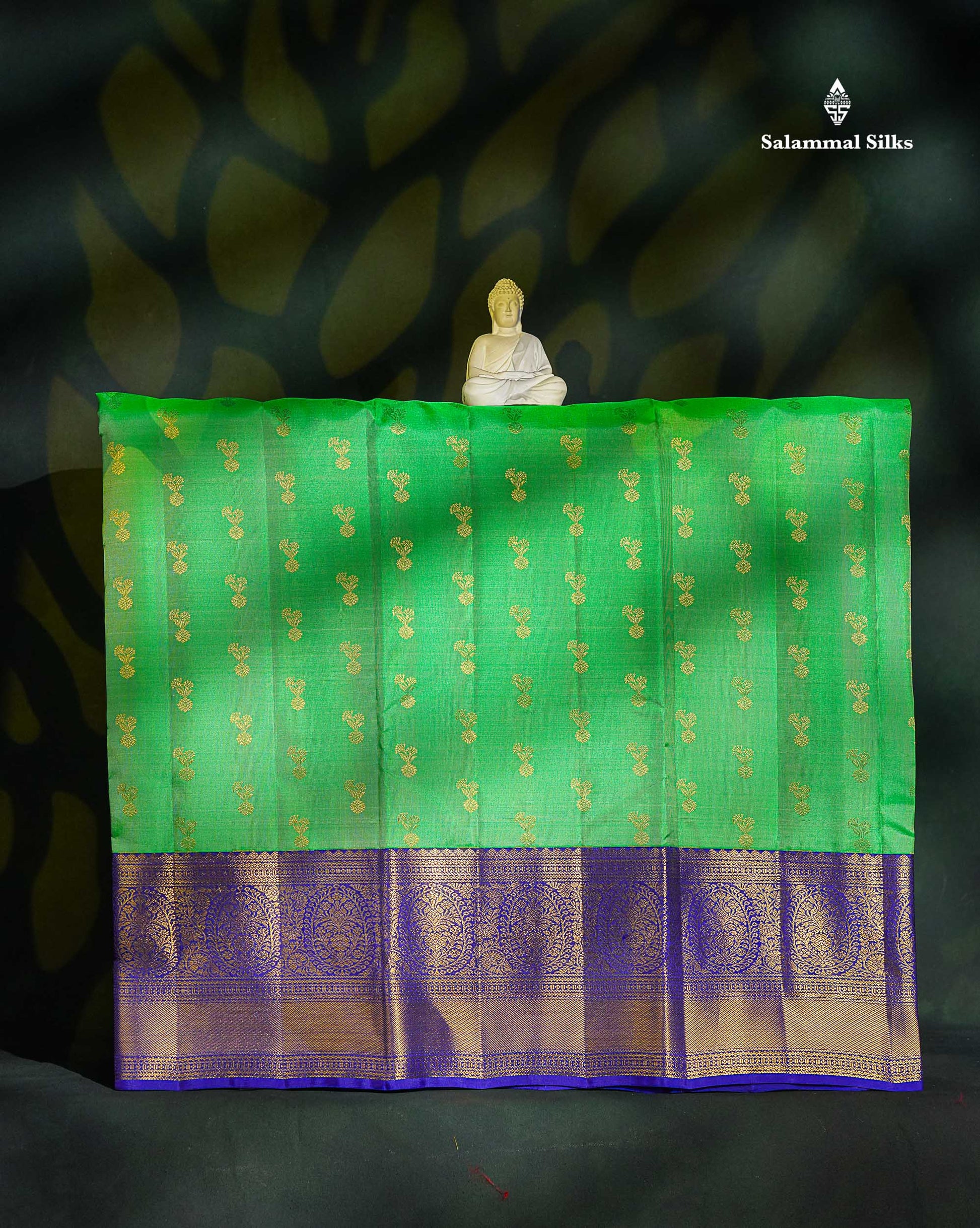Pure Silk Pattu Pavadai - Green With Violet Blouse | 9+ Years