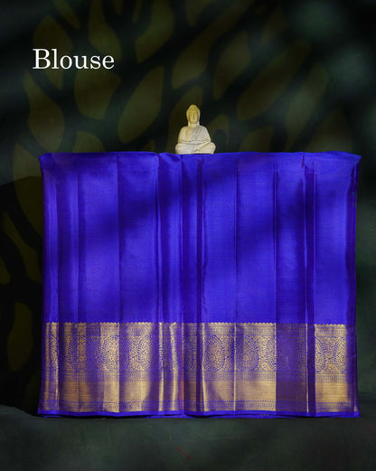 Pure Silk Pattu Pavadai - Green With Violet Blouse | 9+ Years