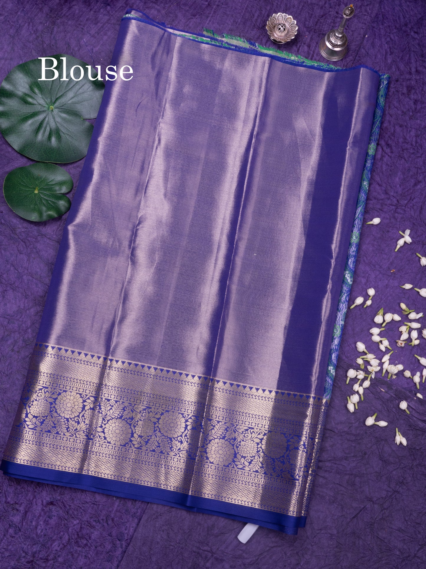 Semi Silk Pattu Pavadai (Light Elaichi Green )with Royal Blue colour Blouse 27"