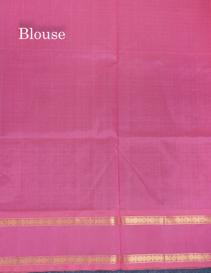 Bottle Green Zari Small Checks Pure Silk Cotton Saree With Traditional Rettapet Border