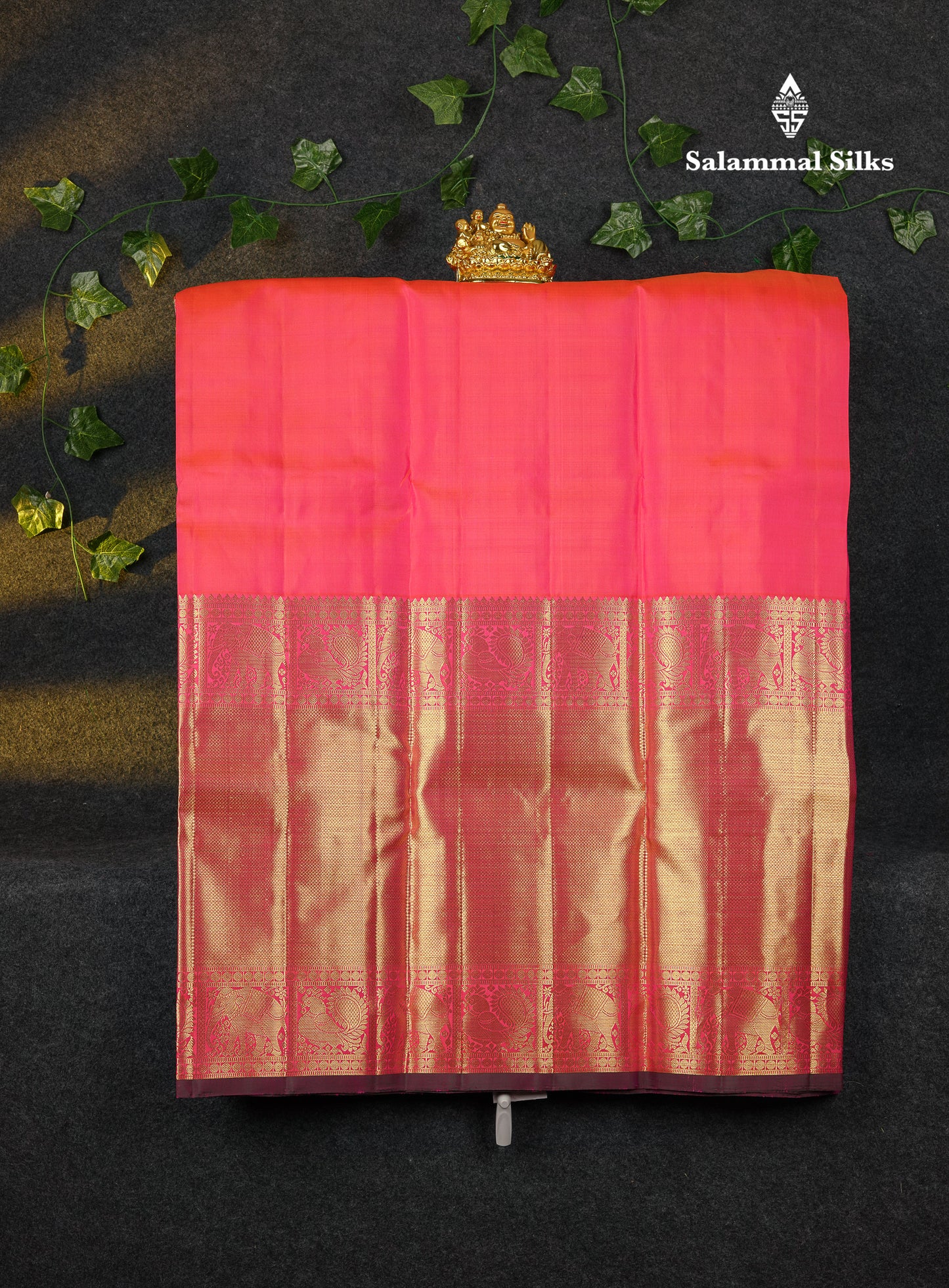 Beautiful Pure Silk Pattu Pavadai (Dual Tone Pinkish Orange) With Traditional Long Border 45"