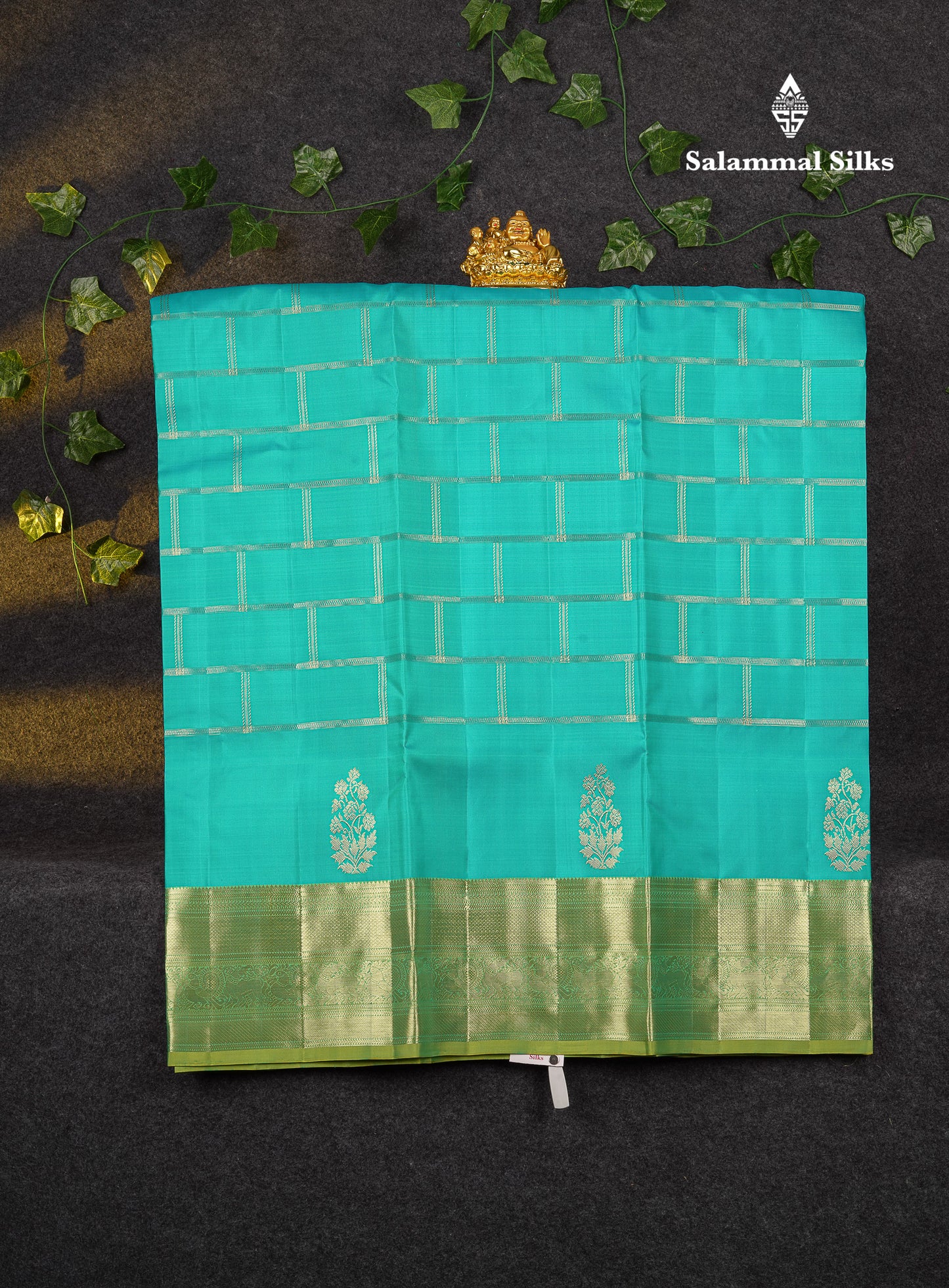 Beautiful Pure Silk Pattu Pavadai (Sapphire Blue) With Contrast Manthulir Green Blouse 45"