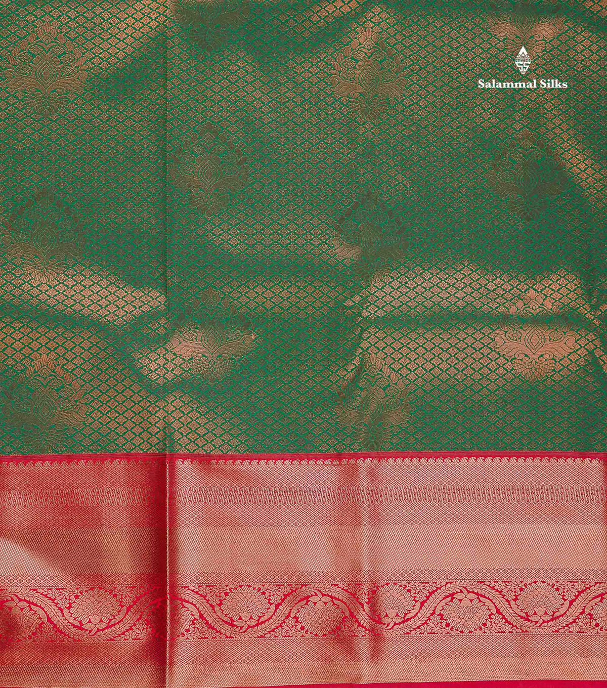 Semi Silk Saree - Bottle Green Colour Body With Contrast Dual Tone Red Border