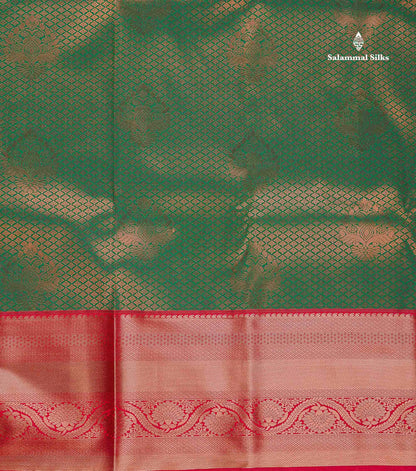 Semi Silk Saree - Bottle Green Colour Body With Contrast Dual Tone Red Border