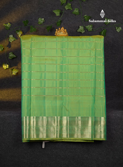 Beautiful Pure Silk Pattu Pavadai (Sapphire Blue) With Contrast Manthulir Green Blouse 45"