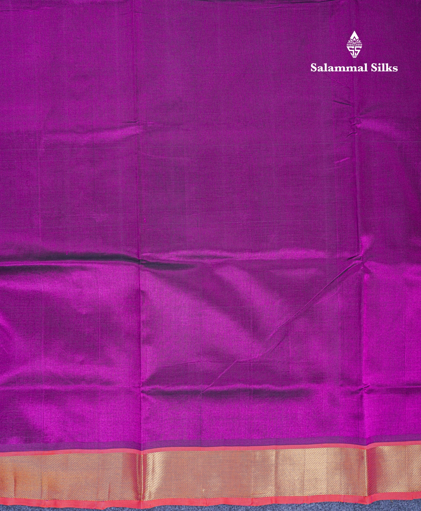 Dark Purple Plain Pure Silk Cotton Saree With Contrast Orange Blouse