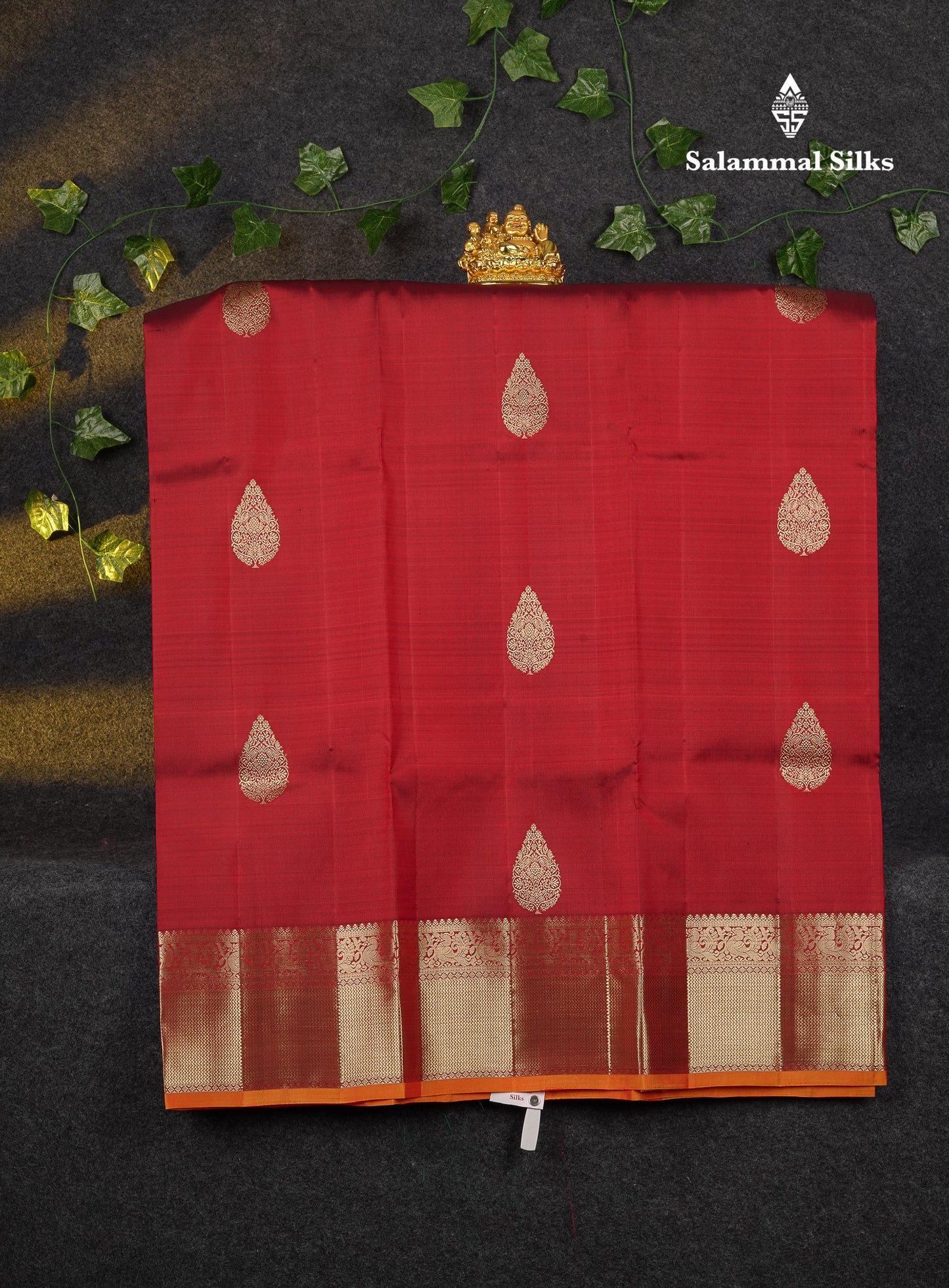 Beautiful Pure Silk Pattu Pavadai (Vadamalli) With Contrast Light Orange Blouse 45"