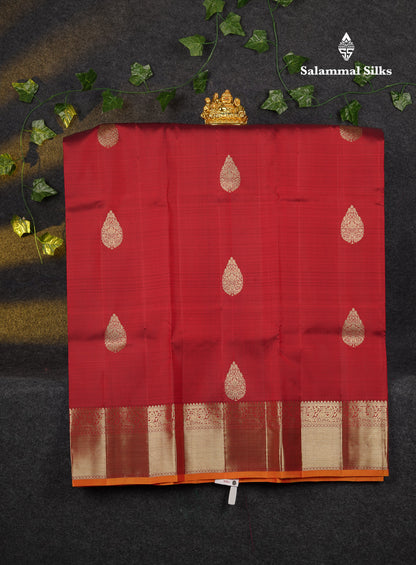 Beautiful Pure Silk Pattu Pavadai (Vadamalli) With Contrast Light Orange Blouse 45"