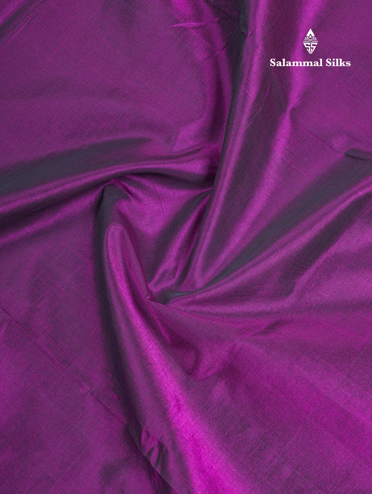 Dark Purple Plain Pure Silk Cotton Saree With Contrast Orange Blouse